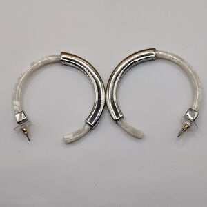 BaubleBar Women's Tassiana Hoop Earrings White/Silvertone